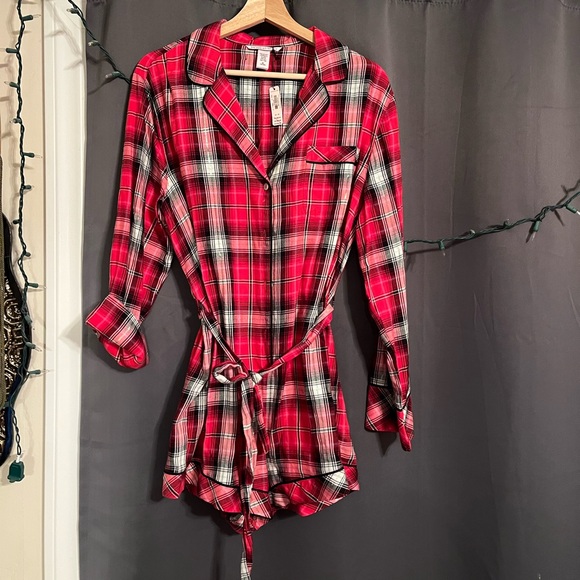 Victoria’s Secret Red & Pink Plaid Romper - Picture 1 of 3